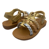 Gold Tone Braided Gladiator Ankle-Strap Sandals for Toddlers Girls